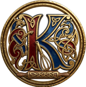 Keltic Kitchen Logo, small. With decorative Celtic theme containing custom elements
